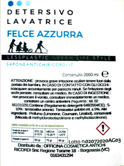Sfuso: Detersivo Lavatrice Fresco Bucato oltre 90% biodegradabile - immagine 2