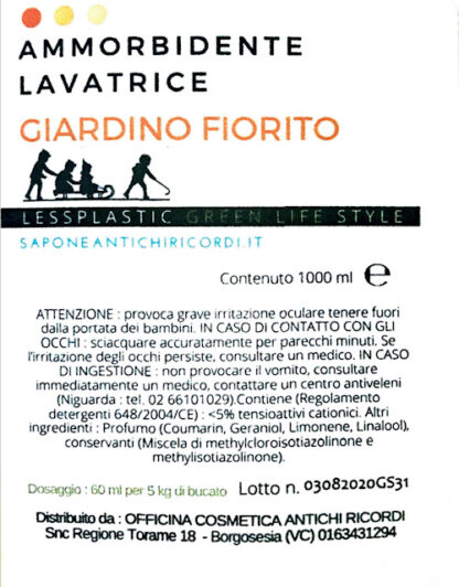 Sfuso Ammorbidente Lavatrice Giardino Fiorito oltre 90% biodegradabile - immagine 2