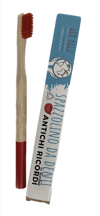 Spazzolino in Bamboo Adulto Rosso